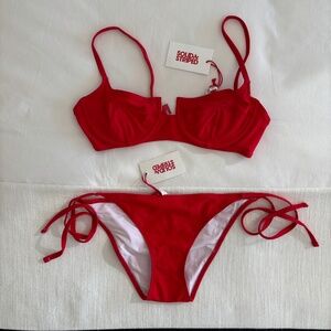 Solid & Stripes Red Bikini - M